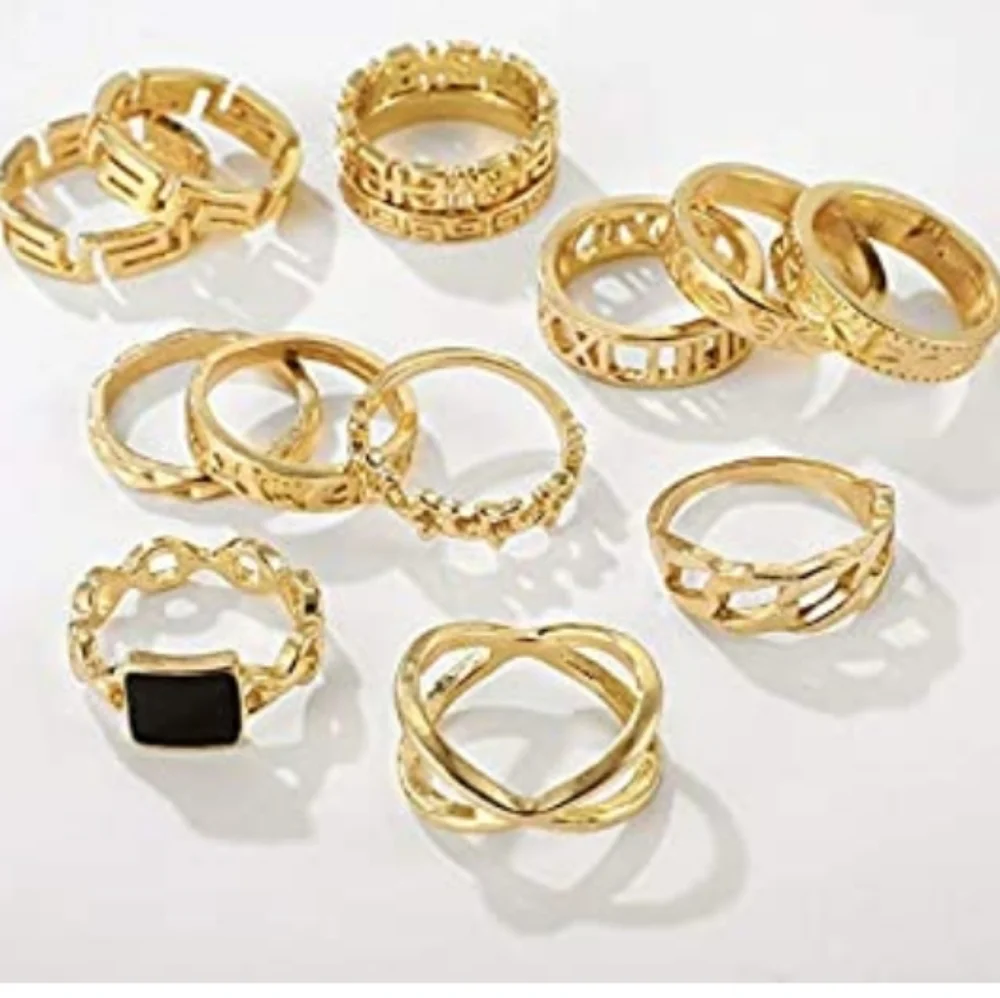 13 Pcs. BOHO CHIC GOLD STACKABLE KNUCKLE RINGS NWT - Picture 4 of 5